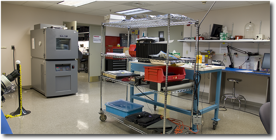 Lab with tiled floor.